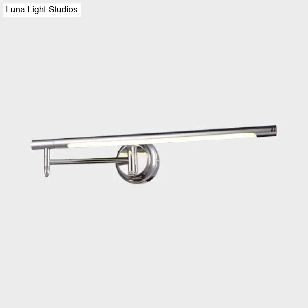 Modern chrome led vanity sconce wall light with warm white cylindrical bar lamp compatible with 110v-120v and 220v-240v