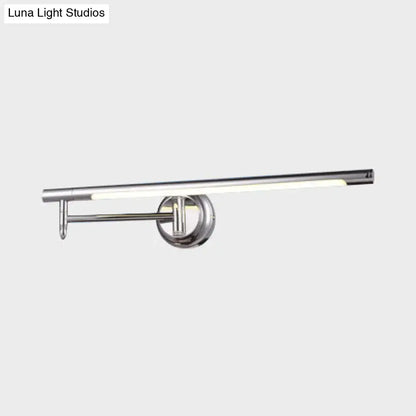 Modern chrome led vanity sconce wall light with warm white cylindrical bar lamp compatible with 110v-120v and 220v-240v