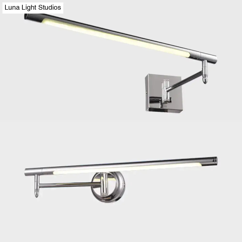 Modern chrome led vanity sconce with warm white light and adjustable arm compatible with 110v-120v and 220v-240v