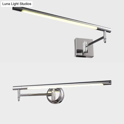 Modern chrome led vanity sconce with warm white light and adjustable arm compatible with 110v-120v and 220v-240v