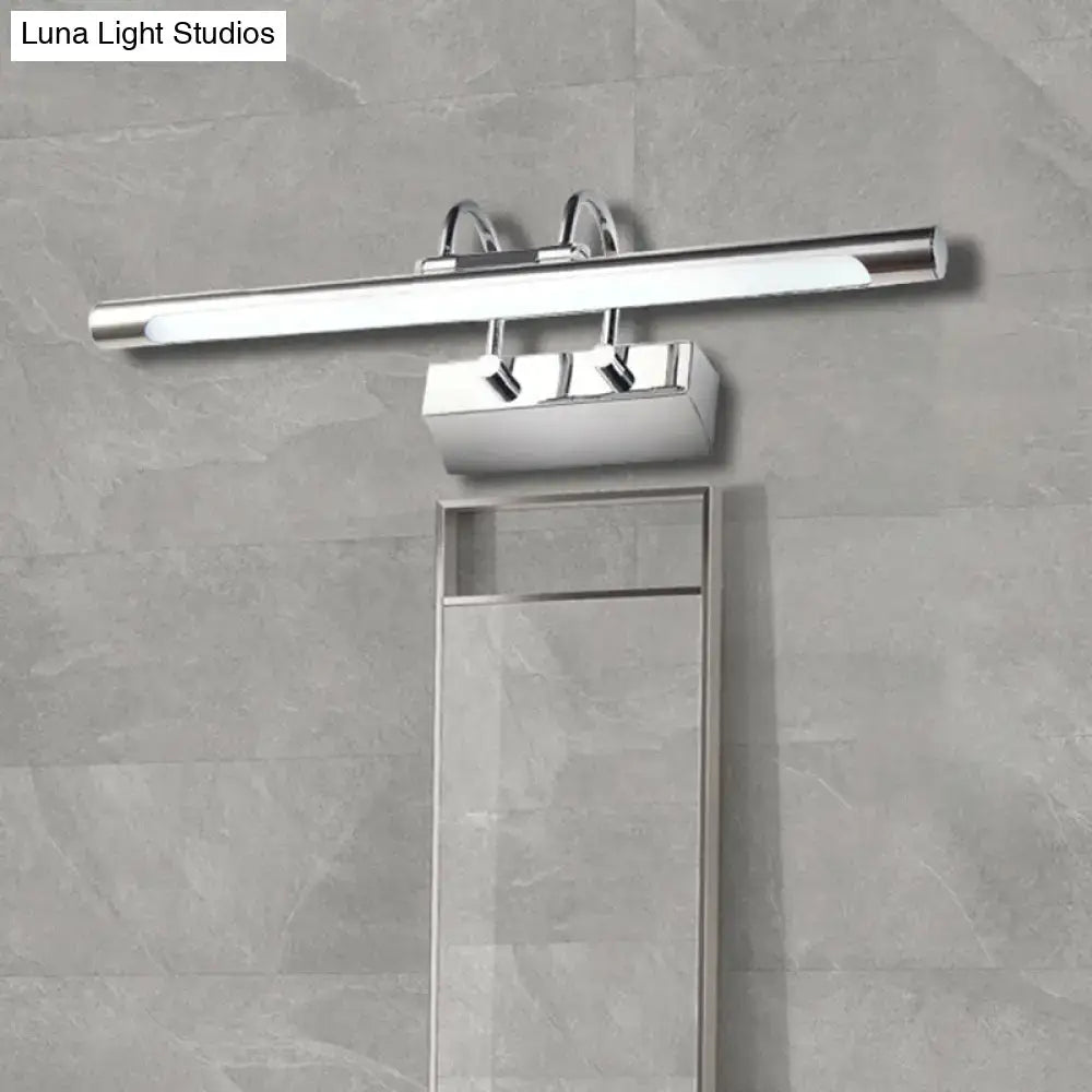 Modern chrome led wall lamp with sleek elongated design and white light 22 inches wide for bathroom vanity