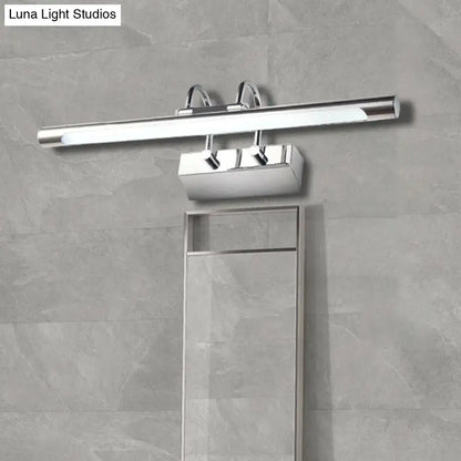 Modern chrome led wall lamp with sleek elongated design and white light 22 inches wide for bathroom vanity