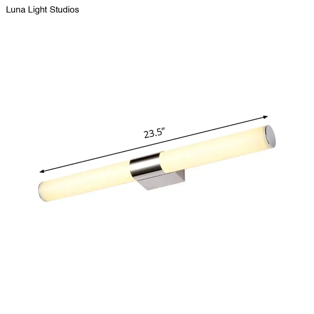 Modern chrome led wall light with frosted glass diffuser and polished chrome accents for warm white bathroom wall light