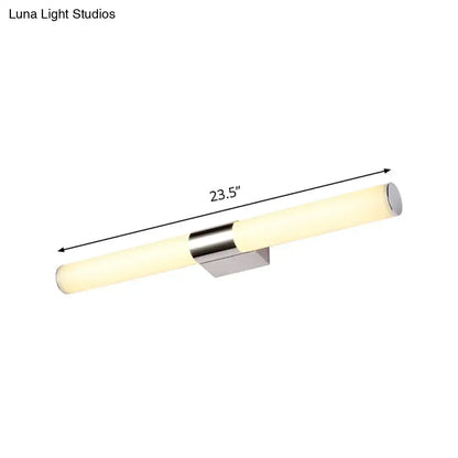 Modern chrome led wall light with frosted glass diffuser and polished chrome accents for warm white bathroom wall light