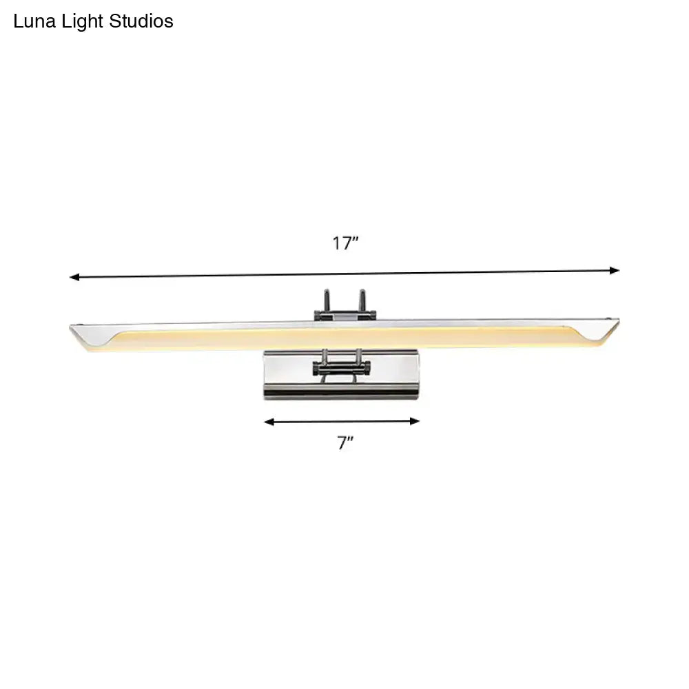 Modern chrome led wall light with brushed nickel finish and warm white light for bathroom wall mounting