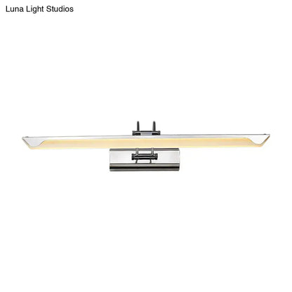 Modern chrome wall light with sleek rectangular design and warm white led illumination for bathroom use