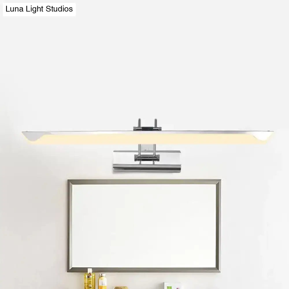 Modern chrome led wall light with warm white light and a sleek minimalist rectangular design for bathroom use