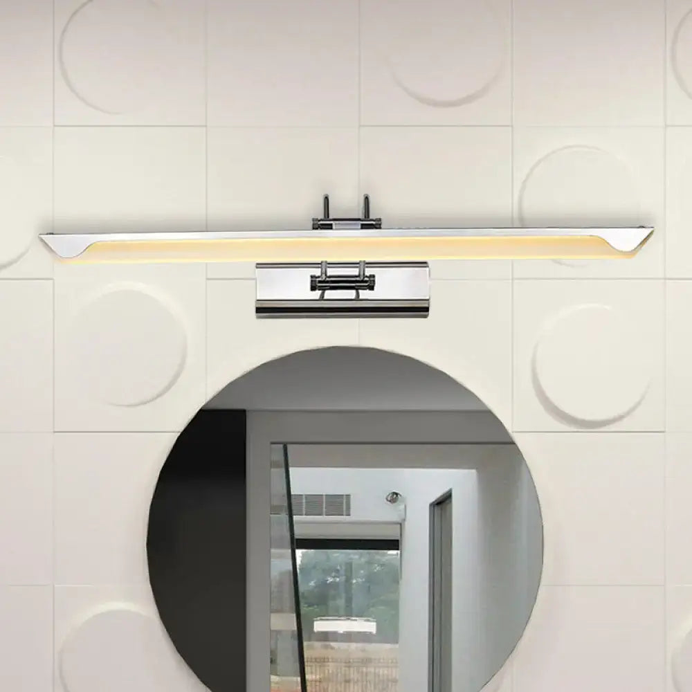 Modern chrome led wall light with sleek rectangular design and warm white light perfect for bathroom vanity