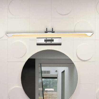 Modern chrome led wall light with sleek rectangular design and warm white light perfect for bathroom vanity