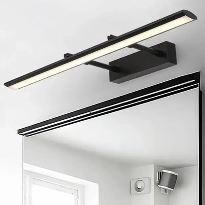 Modern black led wall light with sleek rectangular design and integrated mounting bracket featuring adjustable joint