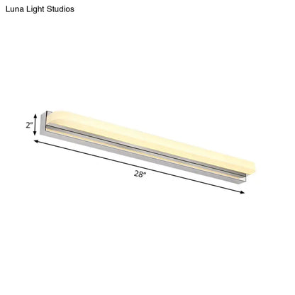 Modern chrome led wall mounted vanity light featuring a 28-inch beige diffuser with a sleek metallic frame