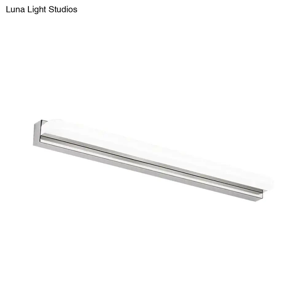 Modern chrome finished linear led wall mounted vanity light with sleek minimalist design for bathroom sconces