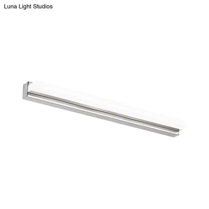 Modern chrome finished linear led wall mounted vanity light with sleek minimalist design for bathroom sconces