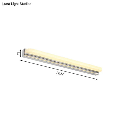 Modern chrome led wall mounted vanity light with warm ivory diffuser and metallic silver frame 20.5 inches long