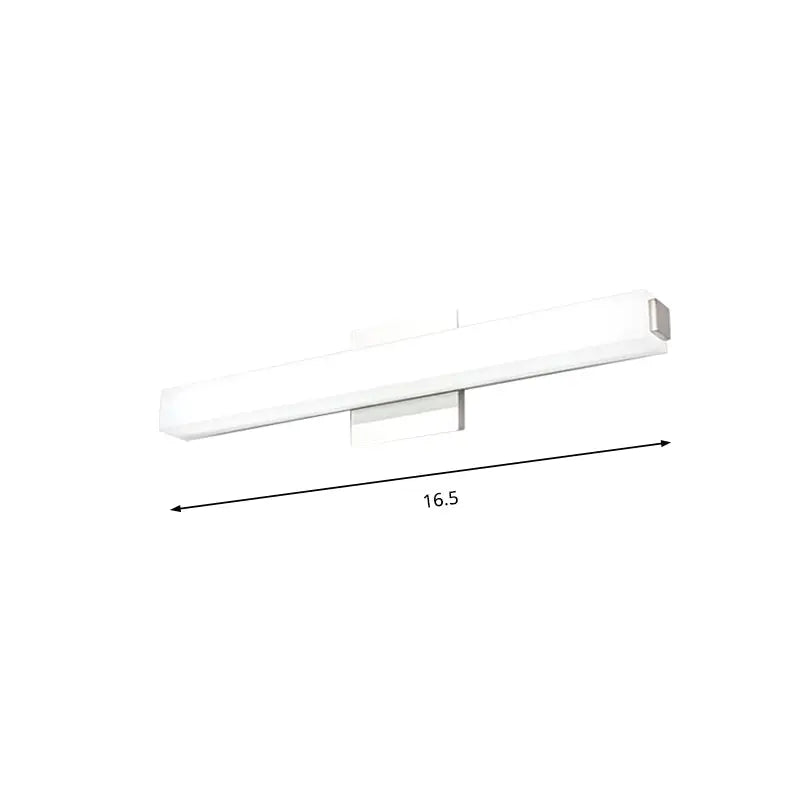 Modern chrome led wall sconce with warm white light featuring a white rectangular led wall vanity light with metallic accents
