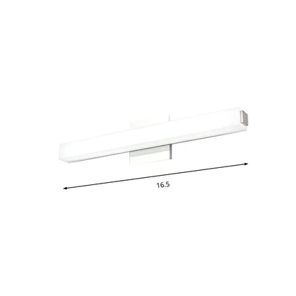 Modern chrome led wall sconce with warm white light featuring a white rectangular led wall vanity light with metallic accents