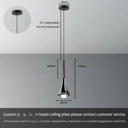 Modern chrome-finished led water drop chandelier pendant light with sleek tapered design and adjustable 2-meter cord
