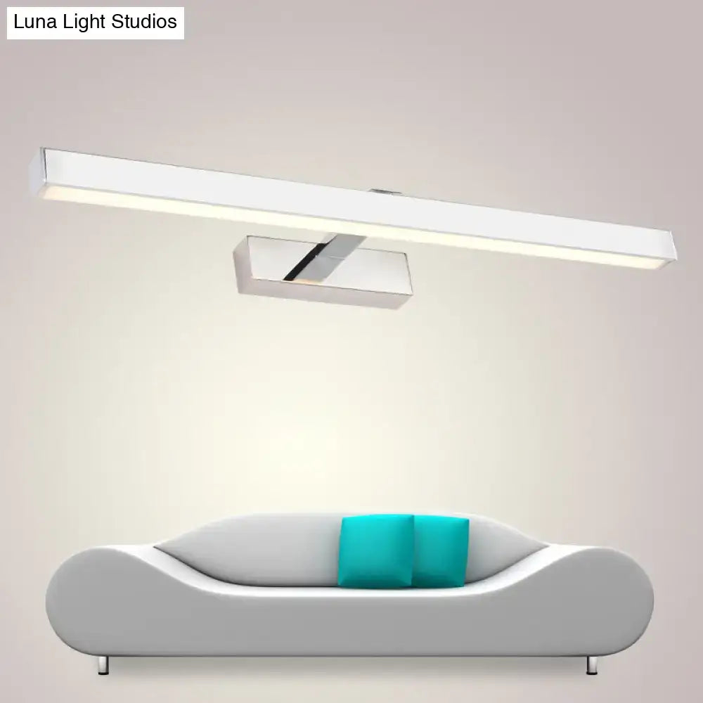 Modern white rod wall lamp with chrome-finished mounting bracket LED wall light ideal for bathroom vanity lighting
