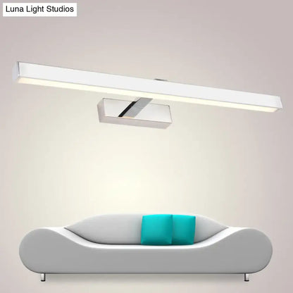 Modern white rod wall lamp with chrome-finished mounting bracket LED wall light ideal for bathroom vanity lighting
