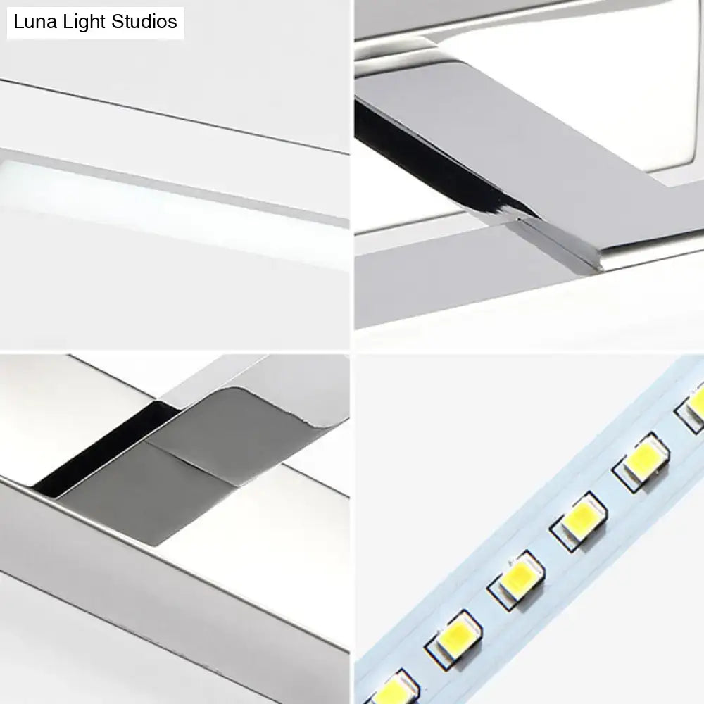 Modern chrome led white rod wall light with sleek design and evenly spaced yellowish leds for bathroom vanity use