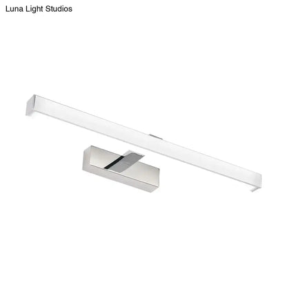Modern chrome rectangular led wall light with white rod design for bathroom vanity use