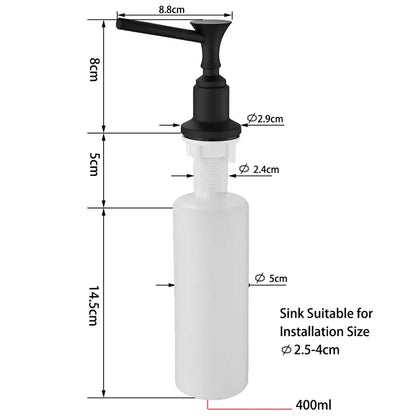 White plastic liquid soap dispenser with black metal pump for modern chrome liquid soap kitchen use