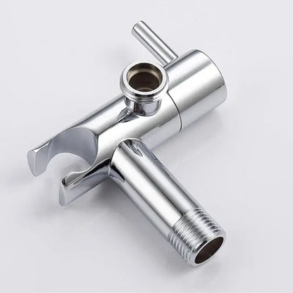 Chrome finished bathroom faucet bidet spray set with sleek single handle and dual spout for hot and cold water control