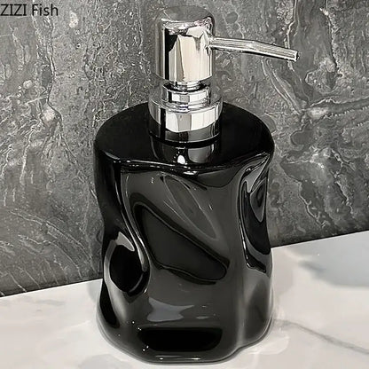 Black glossy ceramic soap dispenser with sleek chrome pump from decorbites wrinkle ceramic soap dispenser set bathroom decor