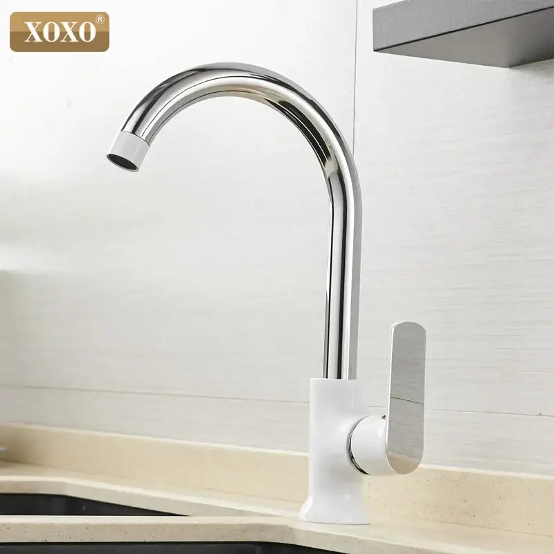 Modern chrome single handle kitchen faucet with sleek white base and minimalist design by decorbites brass single