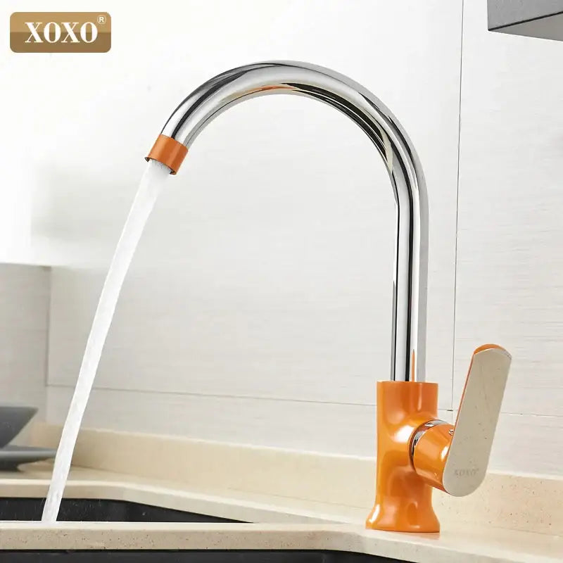 Modern chrome and orange single handle kitchen faucet mixer tap with vibrant accents for decorbites brass single use