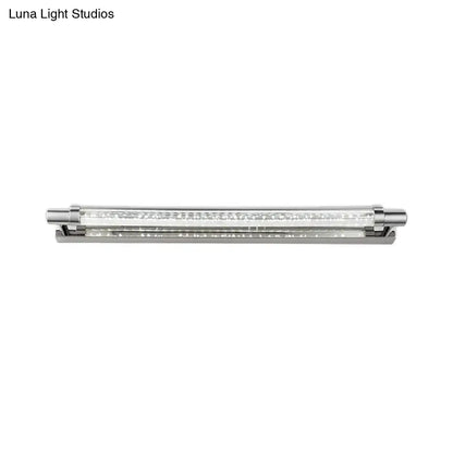 Modern chrome pipe acrylic vanity lighting wall sconce with sleek rectangular design and clear diffuser panel