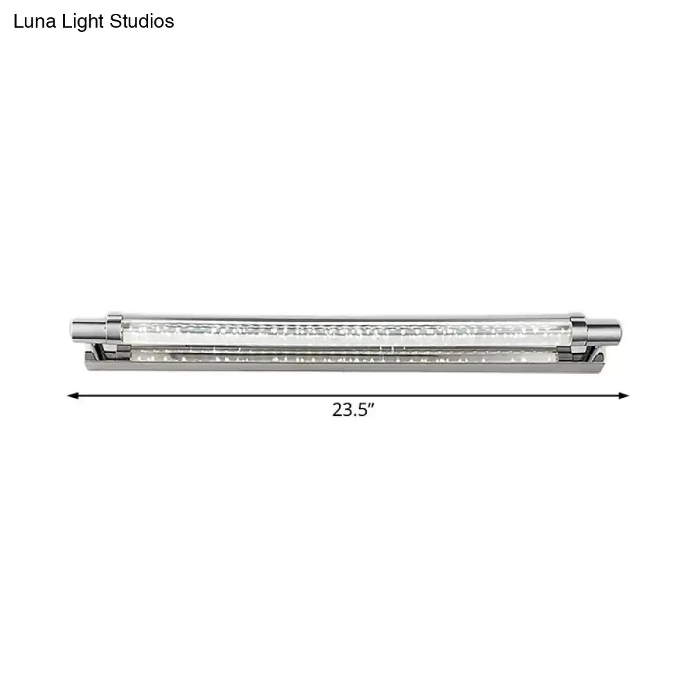 Modern chrome pipe acrylic vanity lighting with silver finish and clear glass cover housing multiple leds for bathroom wall lamp
