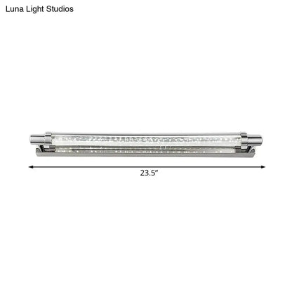 Modern chrome pipe acrylic vanity lighting with silver finish and clear glass cover housing multiple leds for bathroom wall lamp