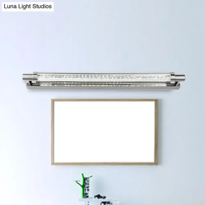 Modern chrome pipe acrylic vanity lighting bathroom wall lamp with sleek silver led sconce and crystal accents