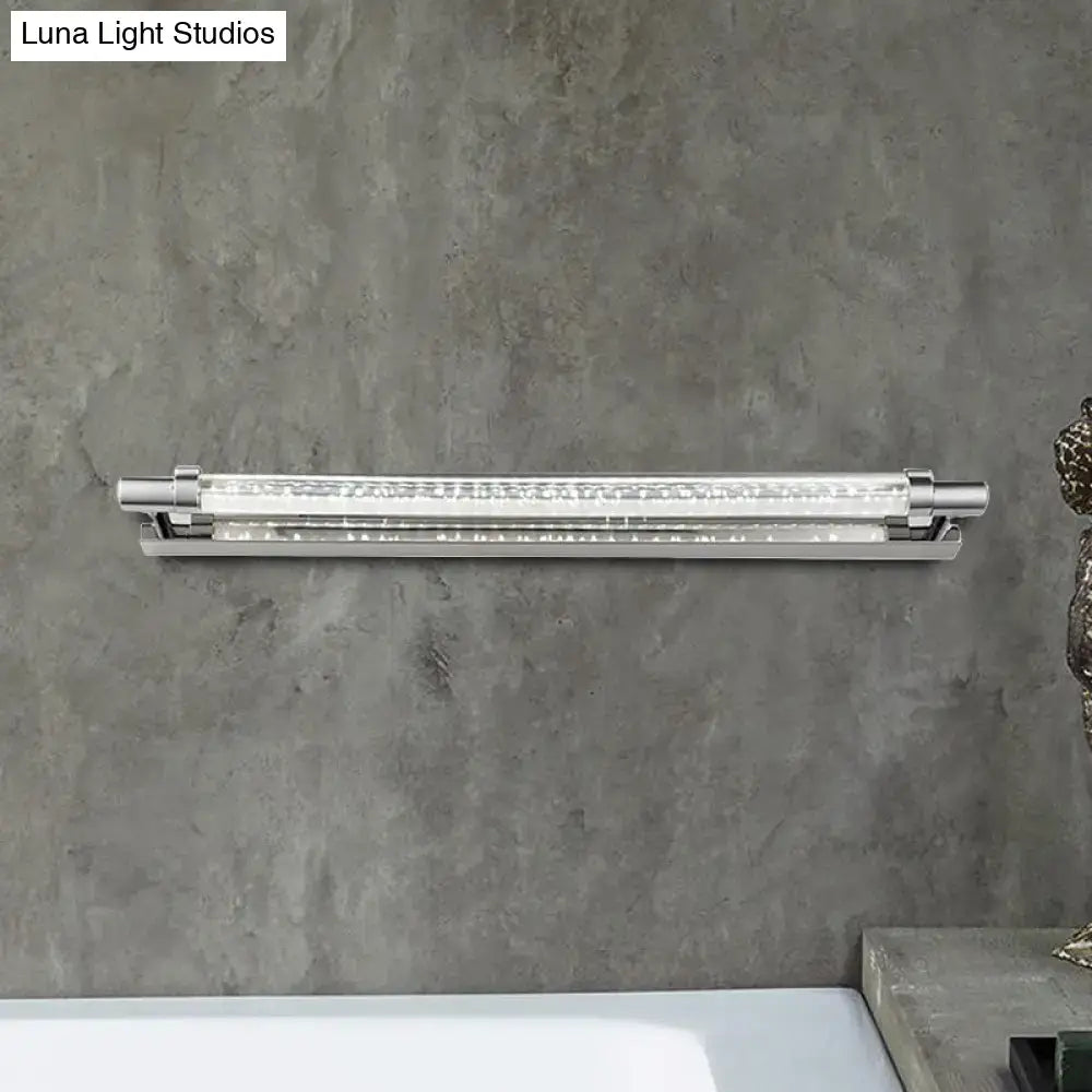 Modern chrome pipe acrylic vanity lighting bathroom wall lamp with silver finish and clear acrylic diffuser