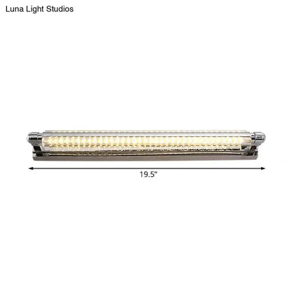 A sleek 19.5-inch modern chrome pipe acrylic vanity lighting fixture with warm white embedded LED illumination