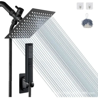 Modern chrome rain pressure spray head shower set with black matte decorbites black square rain pressure spray and control panel
