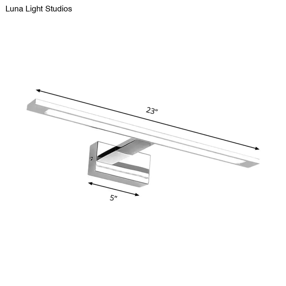Modern chrome rectangle led bathroom vanity light with 23-inch chrome finish and minimalist rectangular design