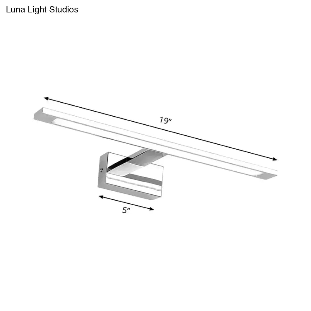 Modern chrome rectangle led bathroom vanity light with sleek rectangular design and 19 inch length for bathroom vanity