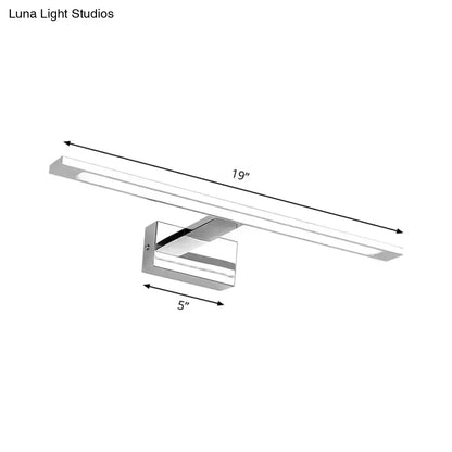 Modern chrome rectangle led bathroom vanity light with sleek rectangular design and 19 inch length for bathroom vanity