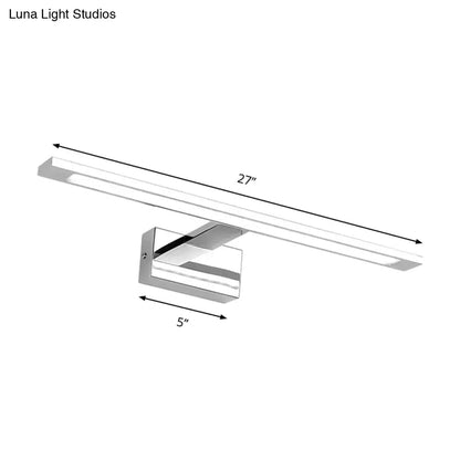 Modern chrome rectangle led bathroom vanity light with sleek rectangular design and minimalist mounting bracket