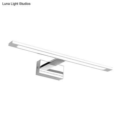 Modern chrome rectangle led bathroom vanity light with sleek rectangular design and minimalist mounting bracket