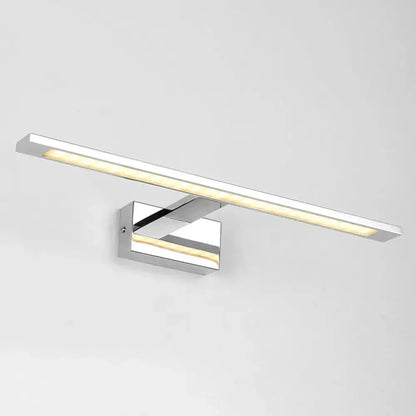 Modern chrome rectangle led bathroom vanity light with sleek design and warm white light for led bathroom vanity use