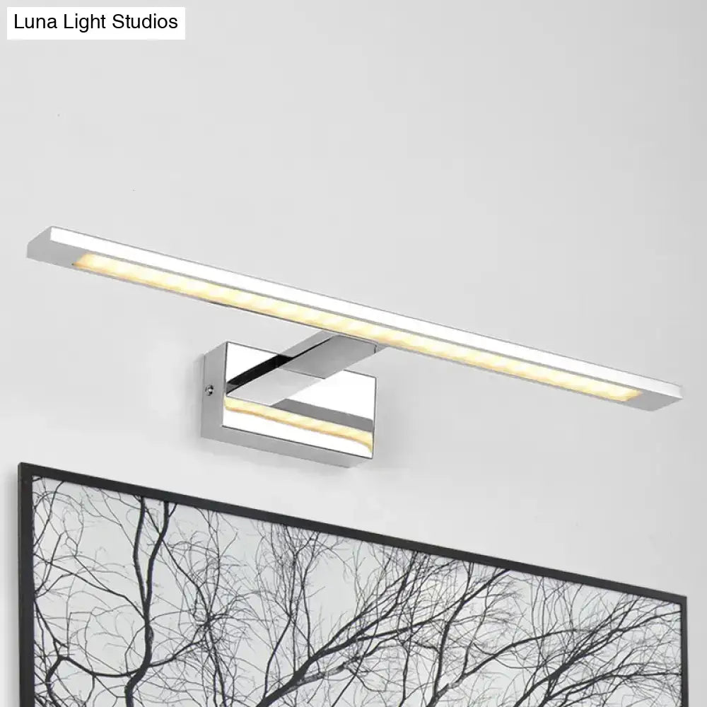 Modern chrome rectangle led bathroom vanity light with sleek design and warm white illumination for led bathroom vanity use