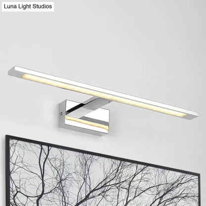 Modern chrome rectangle led bathroom vanity light with sleek design and warm white illumination for led bathroom vanity use