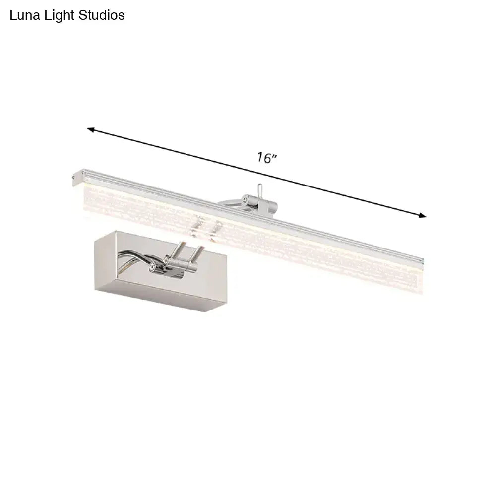 Modern chrome rectangle wall vanity light with brushed nickel finish 16 inch led clear diffuser panel bathroom wall vanity light
