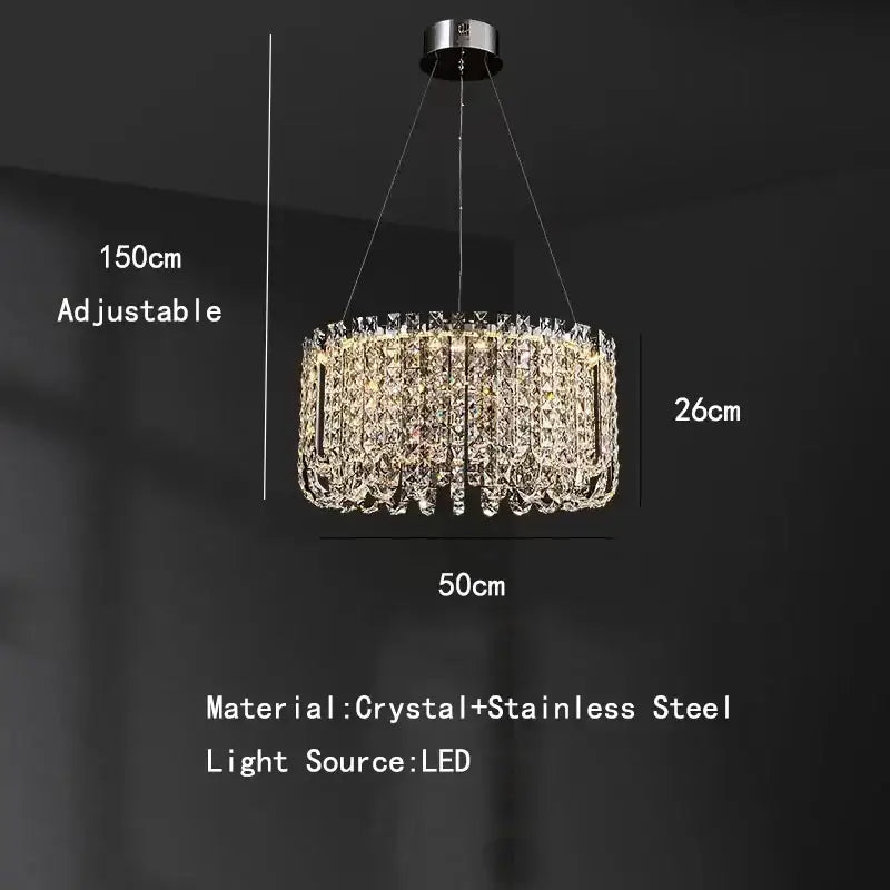 Modern chrome rectangular crystal pendant ceiling lamp with sparkling crystal decorbites crystal pendant and led lighting