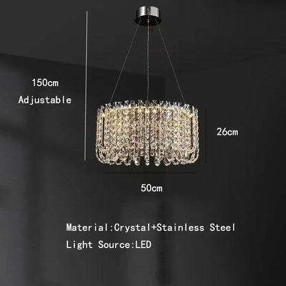 Modern chrome rectangular crystal pendant ceiling lamp with sparkling crystal decorbites crystal pendant and led lighting
