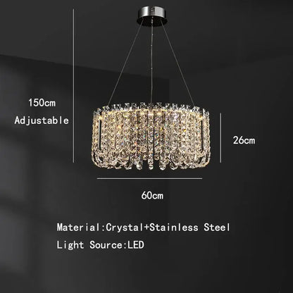 Modern chrome rectangular crystal pendant ceiling lamp featuring a sparkling decorbites crystal pendant with led lighting