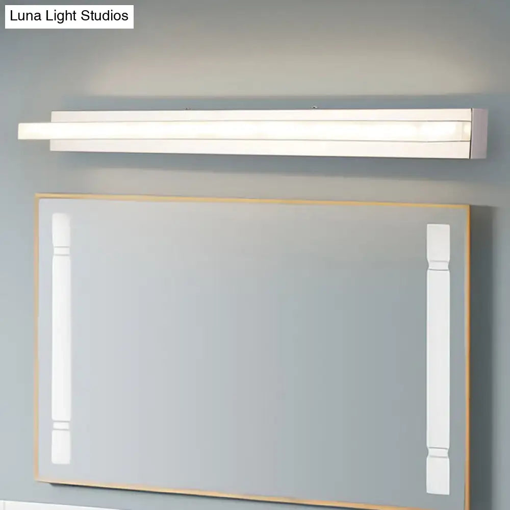 Modern chrome rectangular led sconce bathroom wall light with sleek white finish and minimalist design